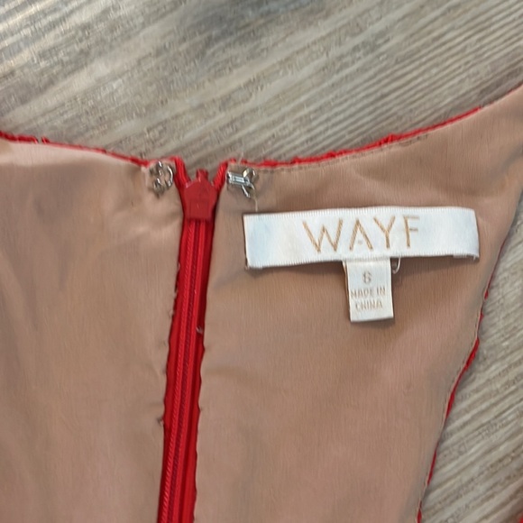 Wayf Cherry red 3D lace embroidered ruffle sleeveless dress v-neck lined Small S - Picture 4 of 8